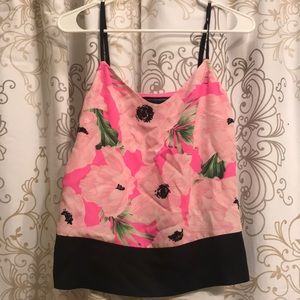 Floral Pink and Black Women's Top